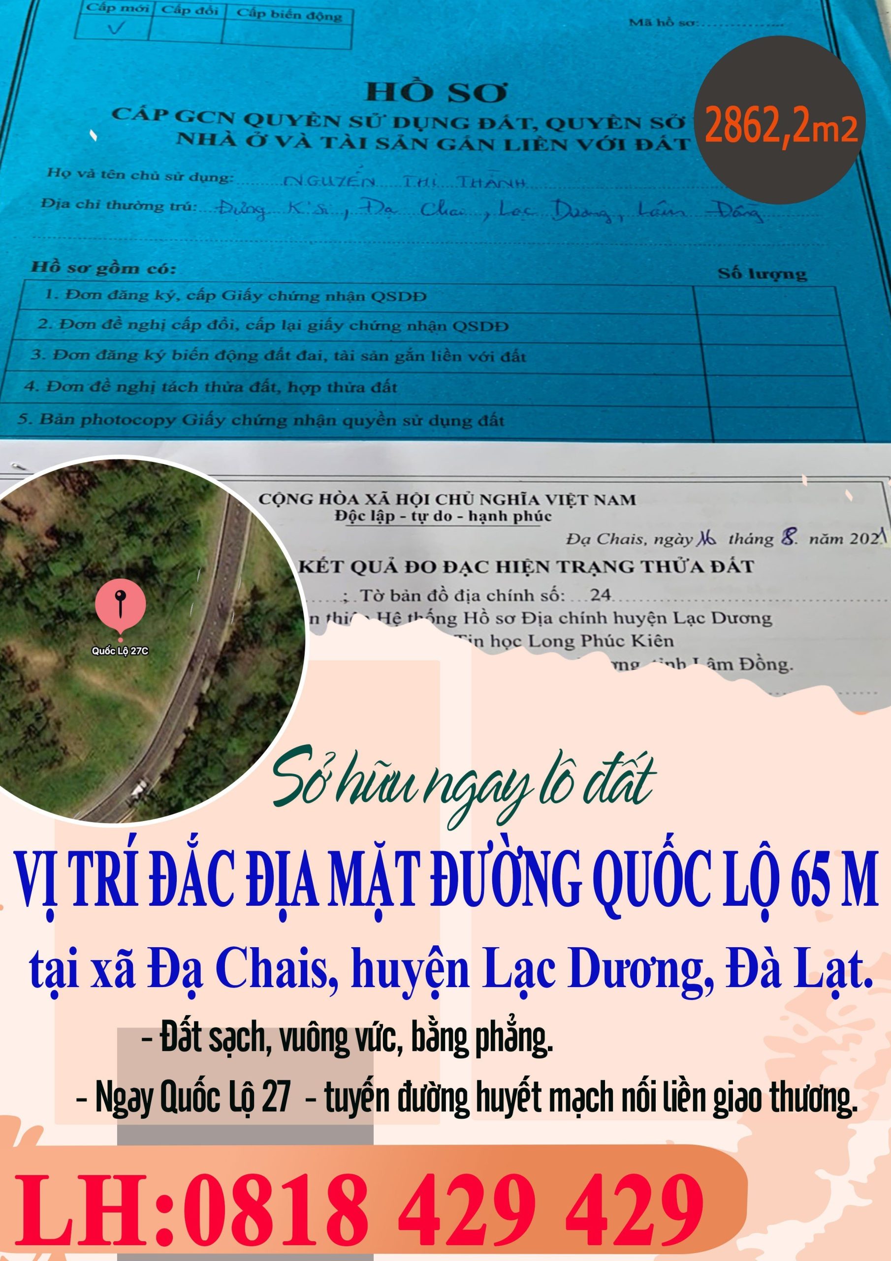 Sở hữu ngay lô đất vị trí đắc địa tại xã Đạ Chais, huyện Lạc Dương, Đà Lạt.