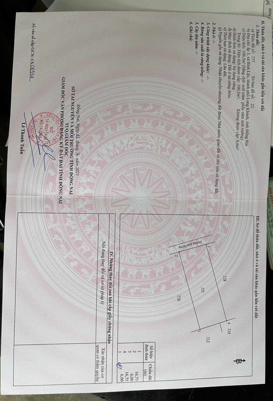 Chính chủ cần bán đất tại Ấp 3, Xã Bình Lộc, TP Long Khánh, Tỉnh Đồng Nai