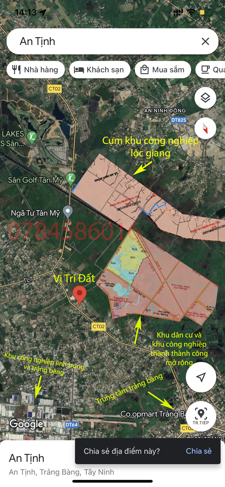 Chính Chủ cần bán đất gần 3 khu công nghiệp và sân golf cách trrung tâm TX trảng bàng 10' lái xe