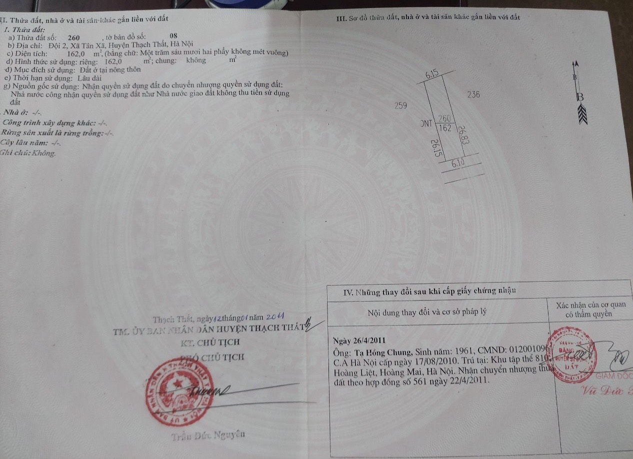 CẦN BÁN 162M FULL THỔ MẶT TIỀN HƠN 6M TẠI TÂN XÃ THẠCH THẤT KHU TRƯỜNG ĐẠI HỌC FBT KHU SINH VIÊN Ở GIÁ CỰC THẤP TẶNG