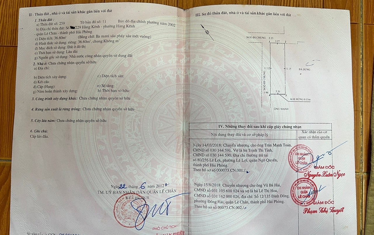 Bán nhà dân xây độc lập 2 tầng ngõ 229 Hàng Kênh giá 1.89 tỉ lô góc 2 mặt thoáng