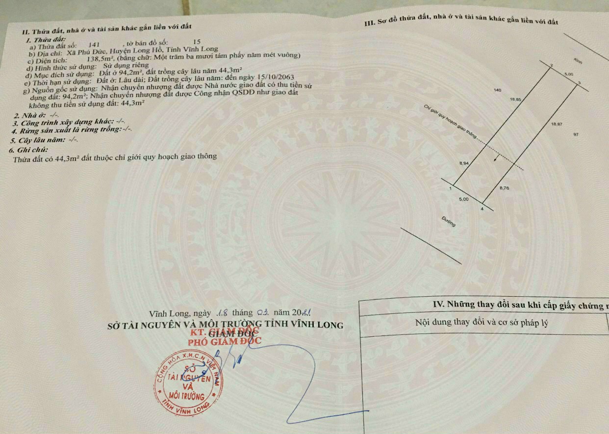 BÁN ĐẤT ĐƯỜNG, ÔTÔ, CÁCH KCN HOÀ PHÚ 3KM, PHÚ ĐỨC, LONG HỒ, VĨNH LONG