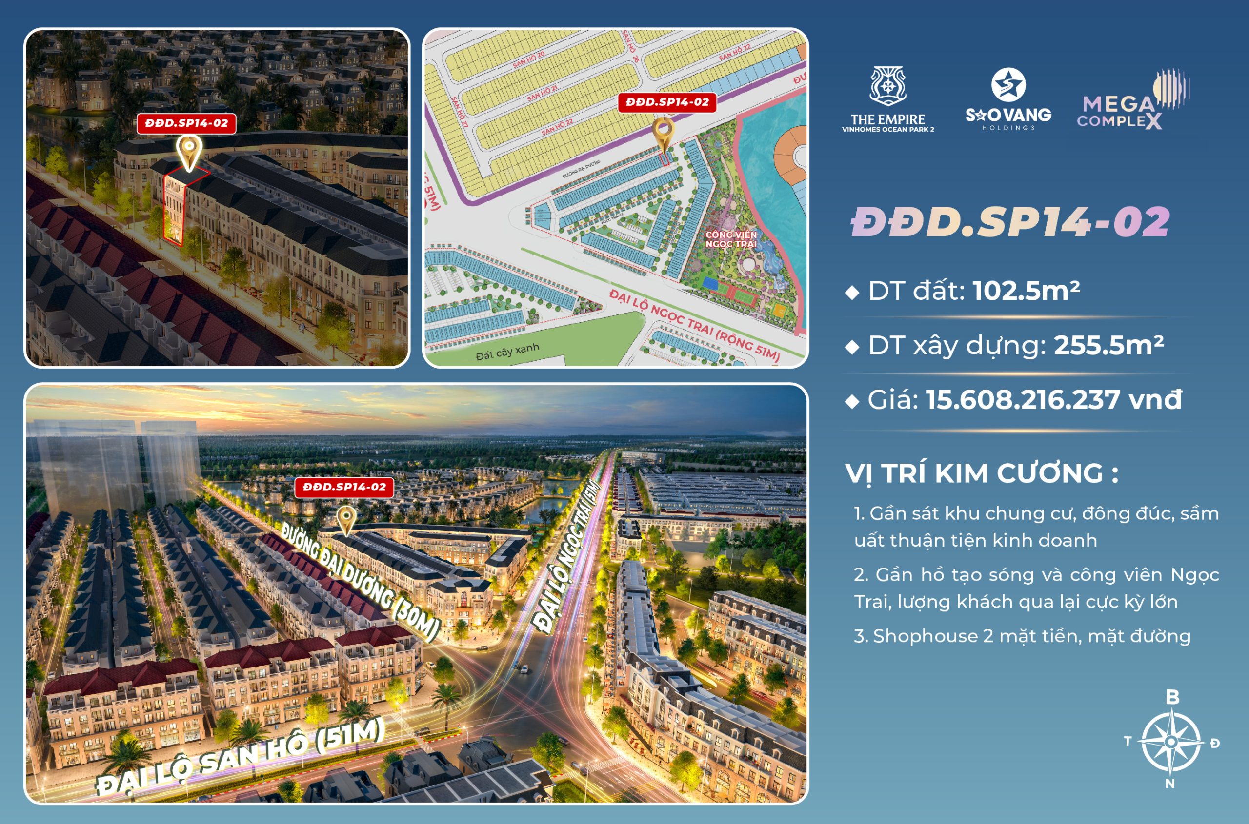 Hoa Hậu Shophouse Áp Góc 2 Mặt Tiền _Mega Complex VHOCP2