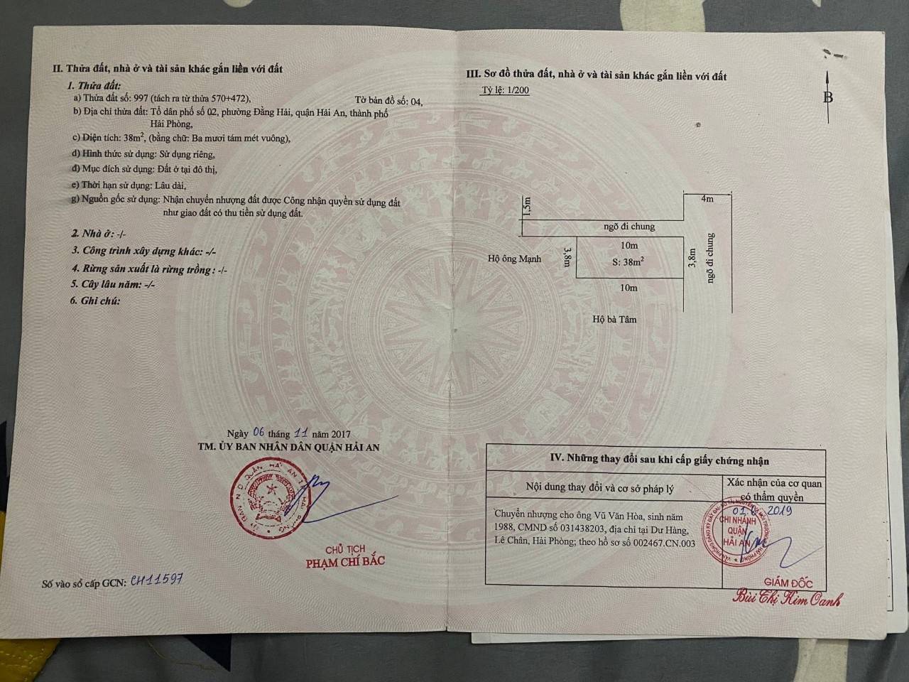 Bán nhà mặt ngõ 435 Đằng Hải lô góc 2 mặt 40m x 3 tầng GIÁ HOT 2.6 tỉ ô.tô đỗ cửa