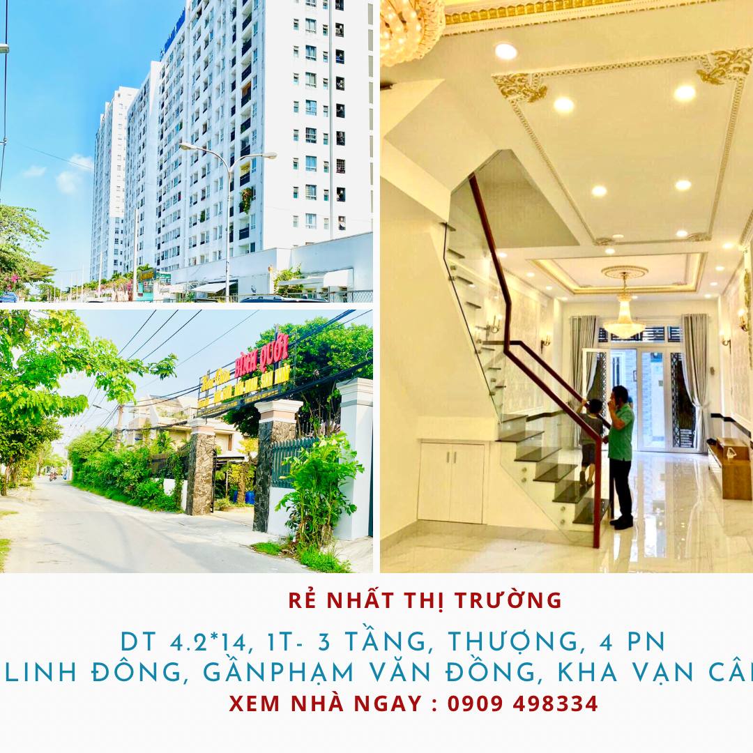 Hàng nóng, rẻ nhất thị trường, OTO tới cửa DT4.2 x 14 1T 3 Lầu 4PN GIÁ 6.7 tỷ ngay Linh Đông, Thủ Đức