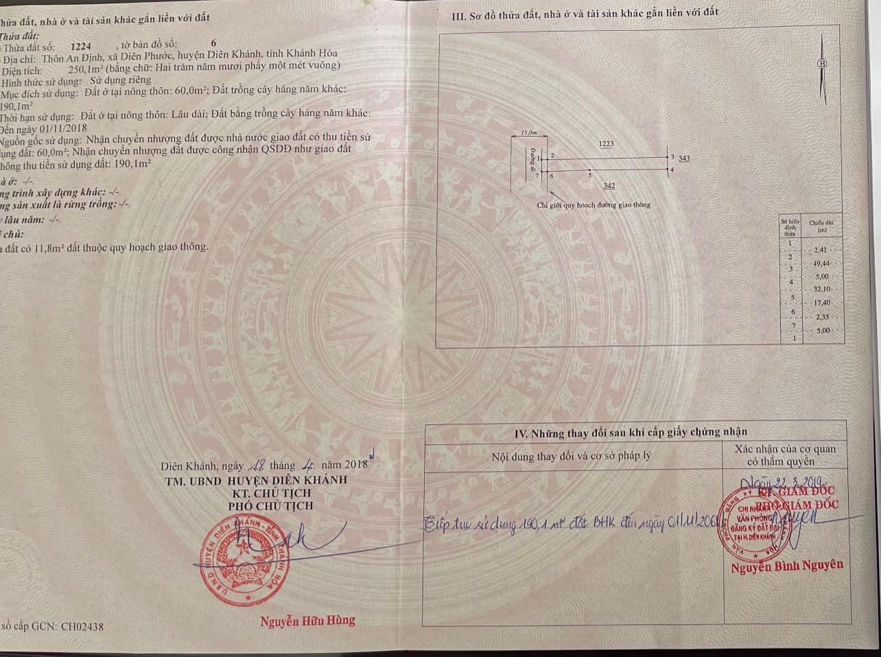 Đất mặt đường nhựa An Định - Diên Khánh