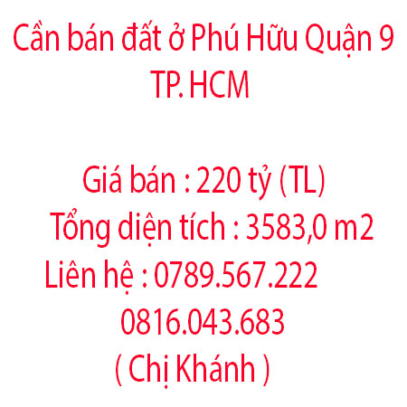 Cần bán đất ở Phú Hữu Quận 9 Thành Phố HCM