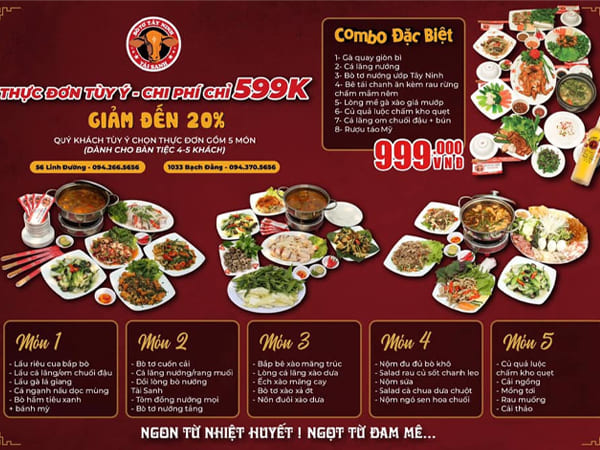 Menu 5 combo cơ bản của nhà hàng Bò Tơ Tây Ninh Tài Sanh bo-to-tay-ninh-tai-sanh-2