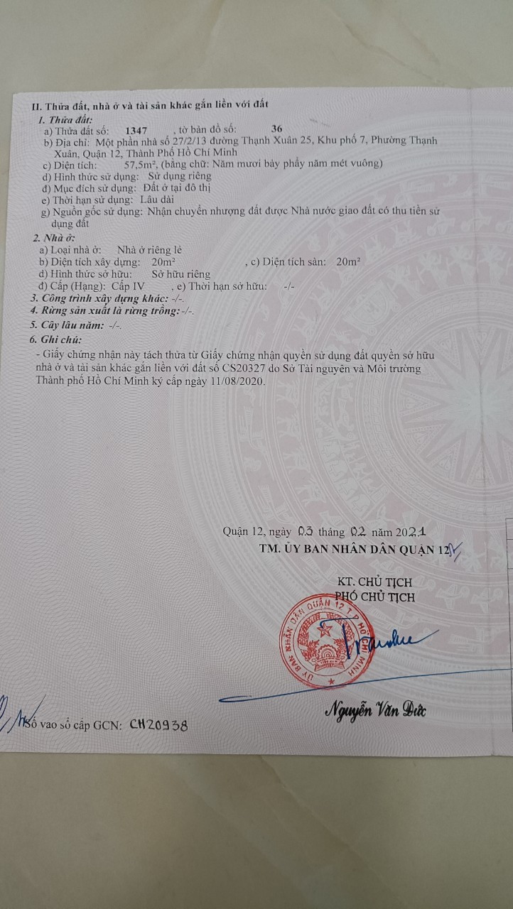 Chính chủ bán đất đường Thanh Xuân 25, khu phố 7, phường Thạnh Xuân ,Quận 12, TPHCM