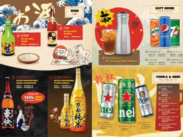Thức uống đa dạng và hấp dẫn gồm rượu, bia, nước ngọt yakimono-vincom-tran-duy-hung-6
