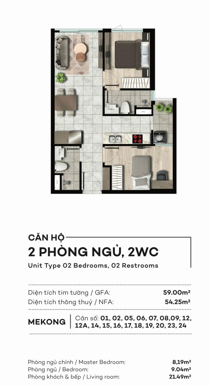 Chính chủ cần bán căn hộ 59m2 2PN, 2WC WESTGATE- dự án trung tâm hành chính Bình Chánh.