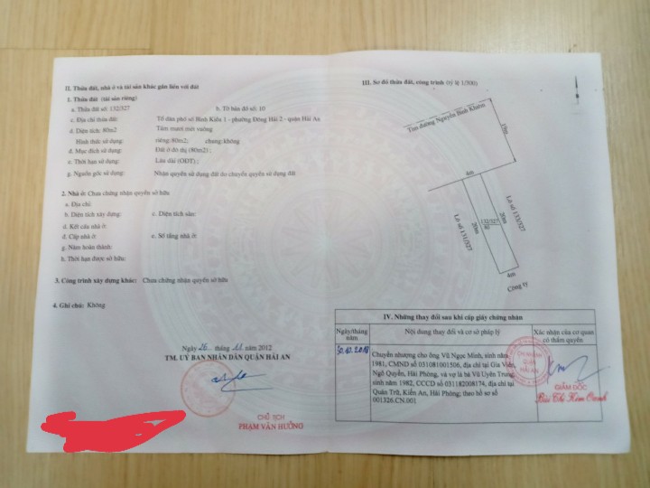 Bán lô đất 80m2 mặt đường Nguyễn Bình Khiêm giá 48tr/m2