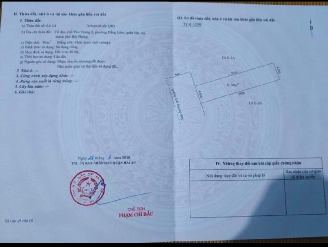 Lô đất cực đẹp ở khu phân lô 193 Văn Cao diện tích 90m ngay Công VIên GIÁ 48.5 tr/m