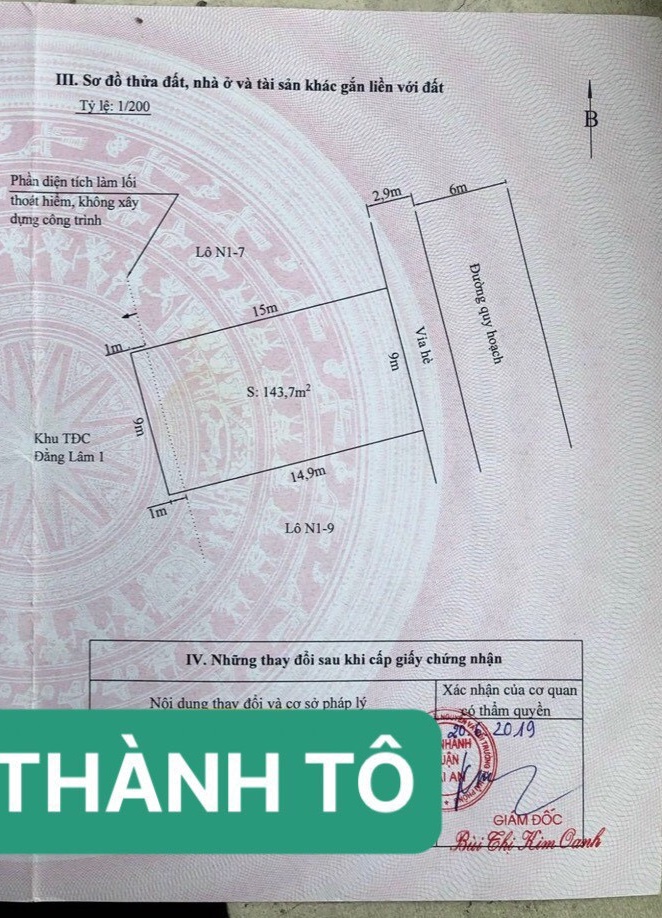 Bán đất Biệt Thự cực đẹp diện tích 144m MT 9 m, đường 12m GIÁ 58 tr/m ngay Thành Tô - Hải An