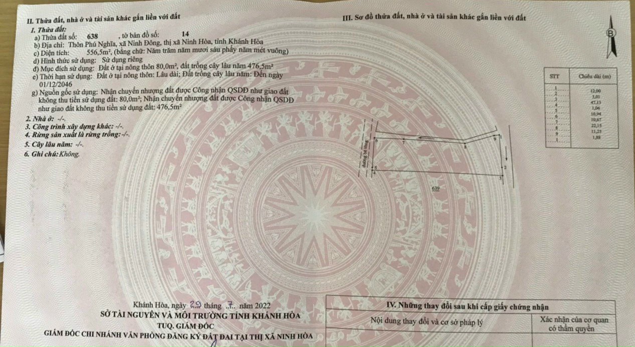 Đất đầu tư Ninh Đông,Ninh Hoà 556m2 Giá 1 tỷ 850tr