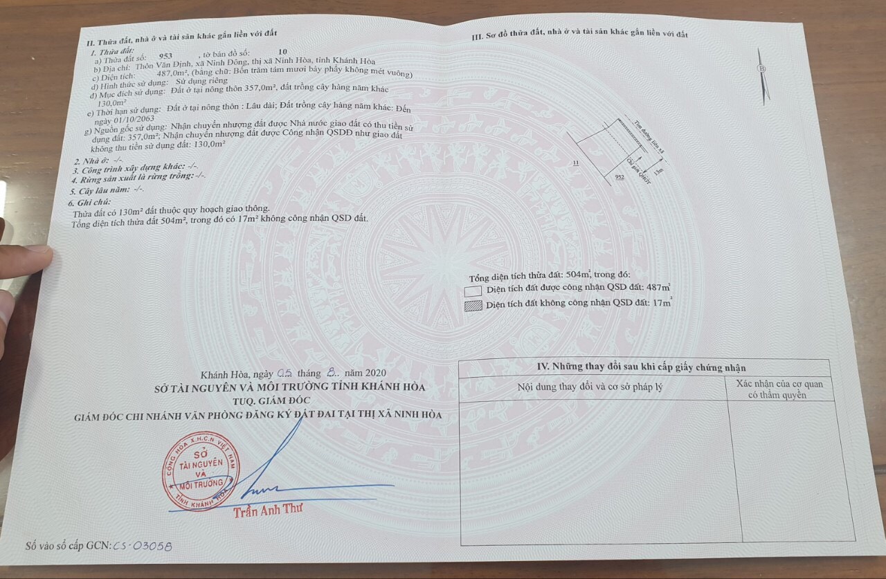 Đất MT Liên xã Ninh Đông-Ninh Đa 487m2 Giá 2,6 tỷ