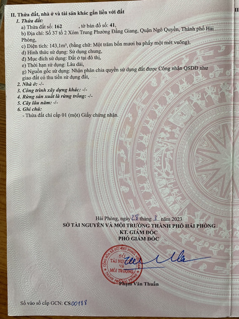 Bán đất giá rẻ Xóm Trung - Văn Cao chỉ 23 tr/m cho lô đất 143m có thể chia 3 hoặc xây nhà sân vườn