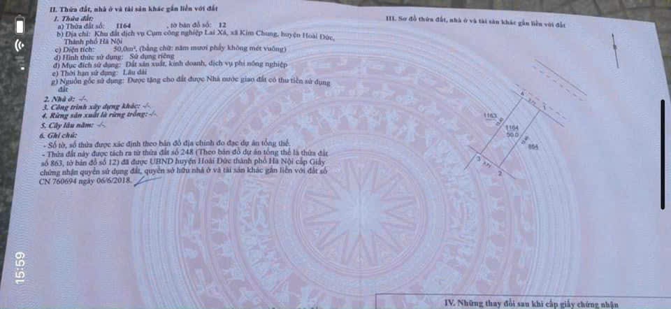 50M2 ĐẤT DỊCH VỤ CỤM CN LAI XÁ KIM CHUNG