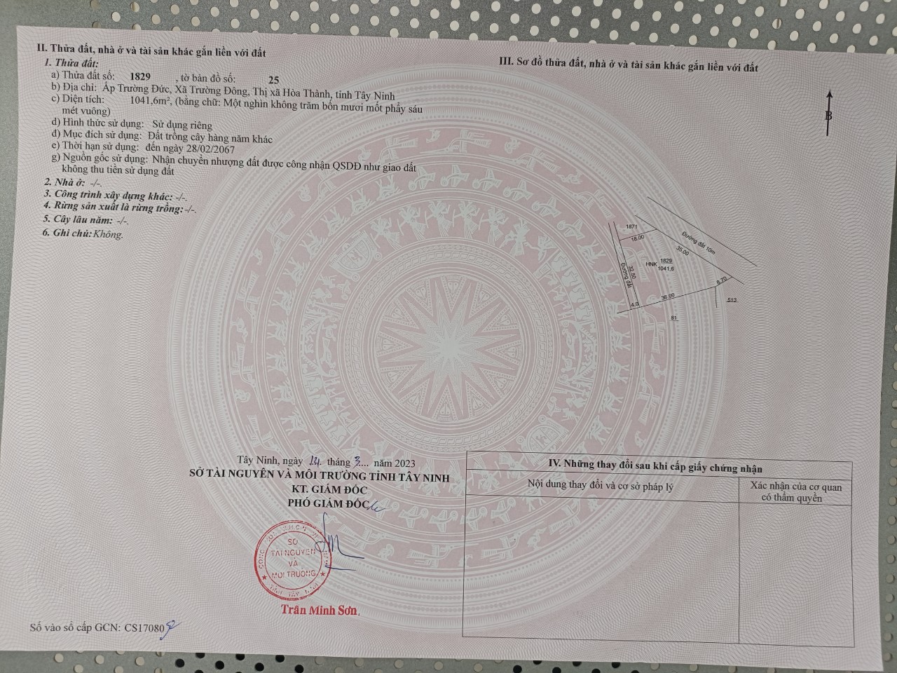 Chính chủ cần bán đất tại Ấp Trường Đức, Xã Trường Đông, TX Hoà Thành, Tỉnh Tây Ninh