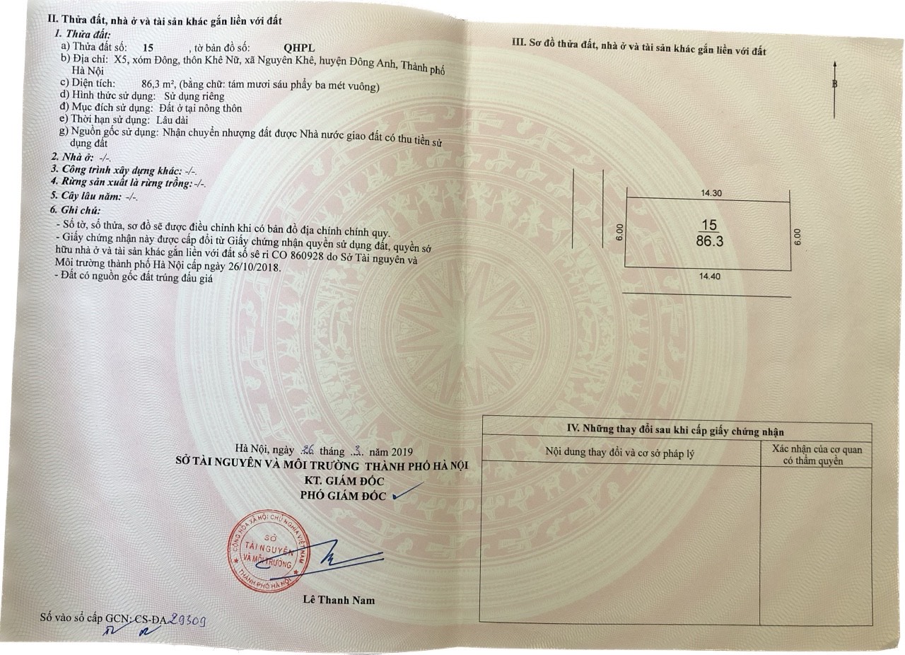 Cần bán đất khu đấu giá X5, xóm Đông, thôn Khê Nữ, Nguyên Khê, Đông Anh, Hà Nội lô góc