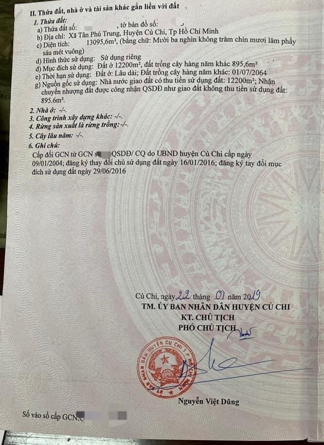 Đât mặt tiền full thổ 13095m2,mặt tiền Củ Chi 135ty TL