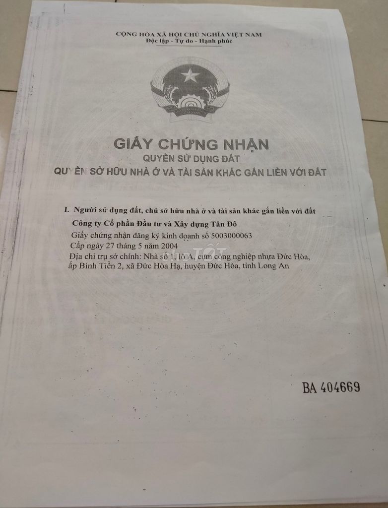 Bán GẤP đất TÂN ĐÔ xây nhà trọ 130m2 chỉ 1ty950, sổ hồng riêng