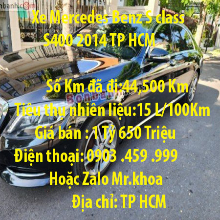 Xe Mercedes Benz S class S400 2014 TP HCM