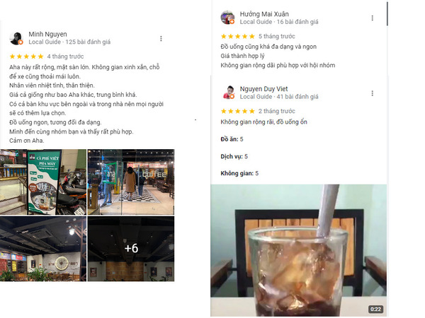 Đánh giá của các khách hàng khi đến AHA Đặng Tiến Đông aha-dang-tien-dong