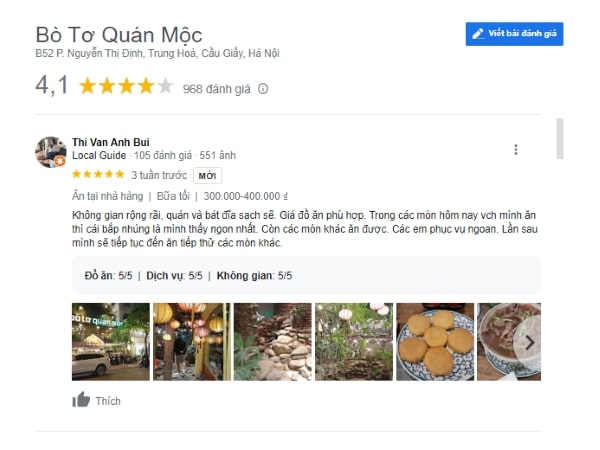 Đánh giá tích cực từ khách hàng trải nghiệm tại Bò Tơ Quán Mộc Nguyễn Thị Thập bo-to-quan-moc-nguyen-thi-thap-5
