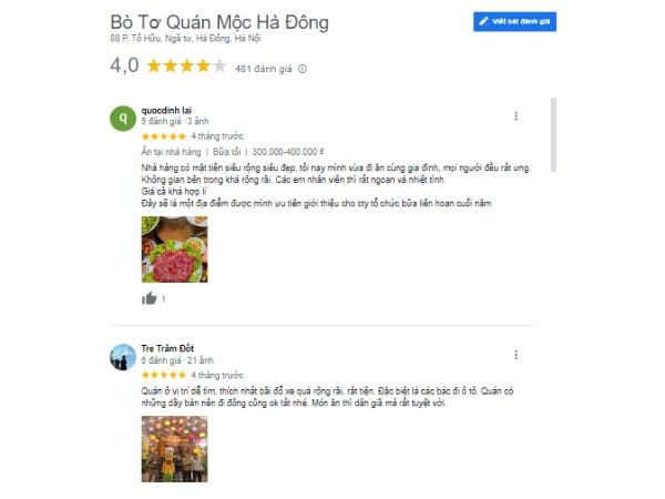 Đánh giá khách hàng về nhà hàng cơ sở Tố Hữu bo-to-quan-moc-to-huu-1