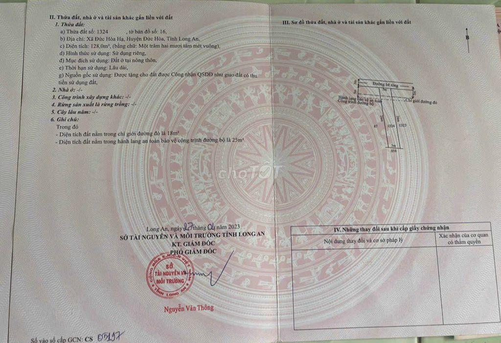 NGỘP LẮM RỒI, chủ bán đất chợ Đức Hoà chỉ 1 tỷ 100, sổ hồng sang tay ngay