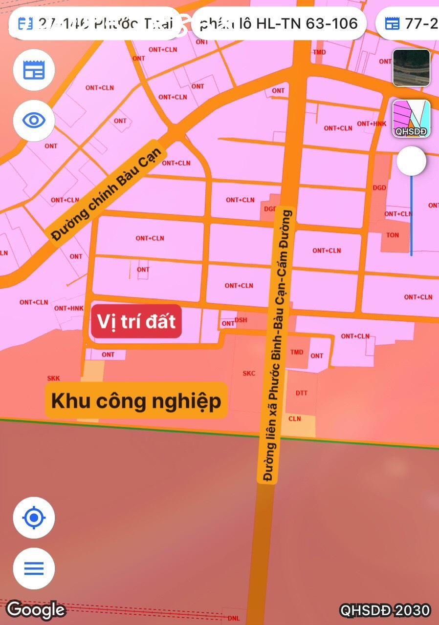 Đất Bàu Cạn, 12x66, 100TC, Khu Bàn cờ, giáp KCN Cần Bán Gấp!