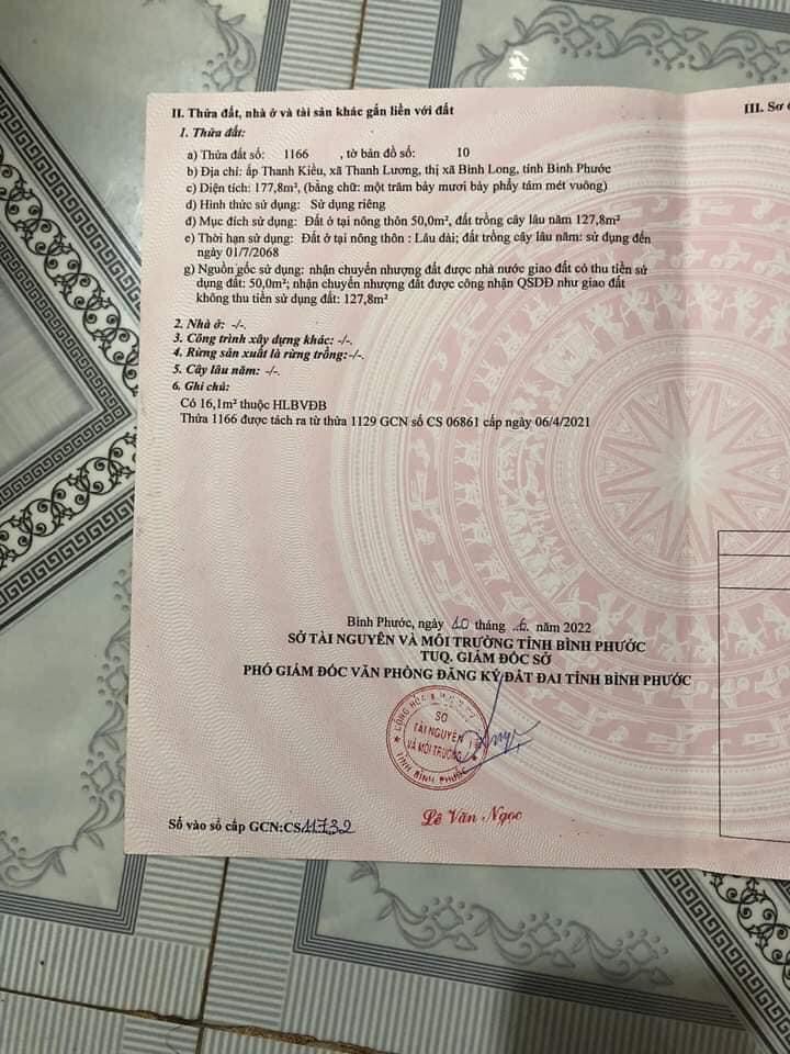 Bán Đất Ấp Thanh Kiều Xã Thanh Lương, Thị Xã Bình Long, Bình Phước.