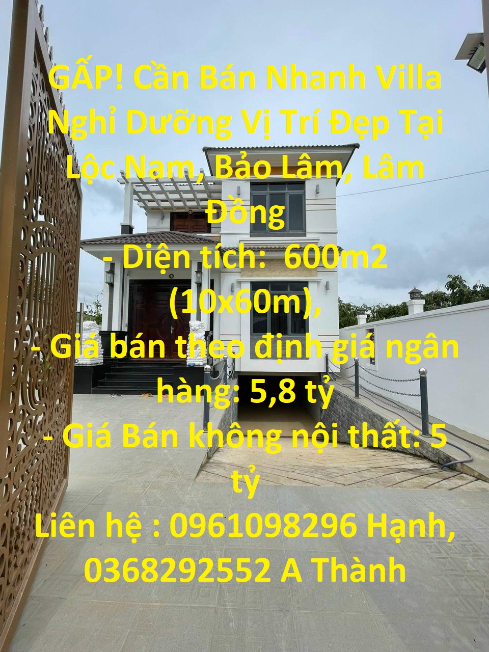 GẤP! Cần Bán Nhanh Villa Nghỉ Dưỡng Vị Trí Đẹp Tại Lộc Nam, Bảo Lâm, Lâm Đồng