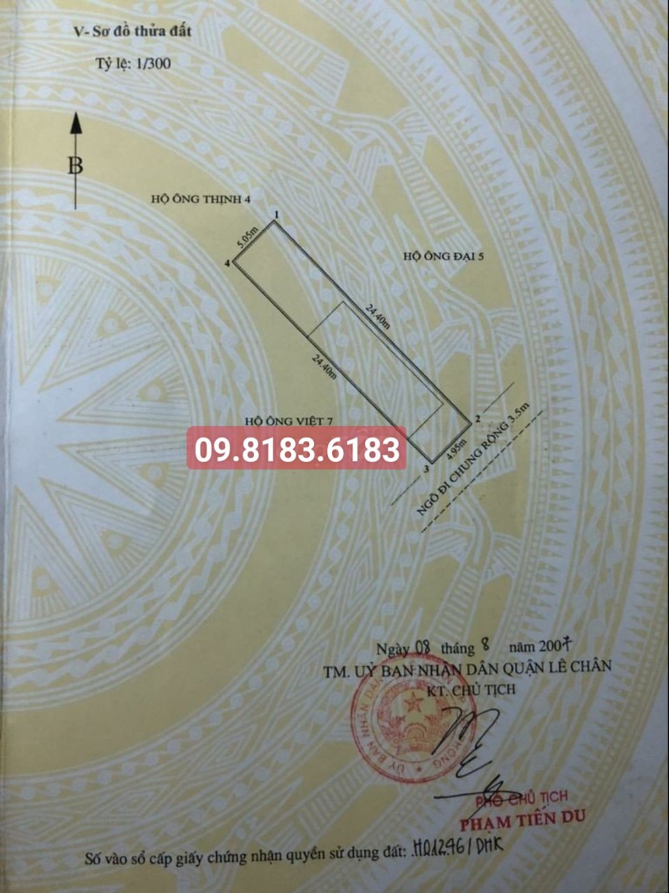 Bán đất mặt ngõ Miếu Hai Xã, diện tích 122m MT 5m, GIÁ 35 tr/m ô.tô tận đất