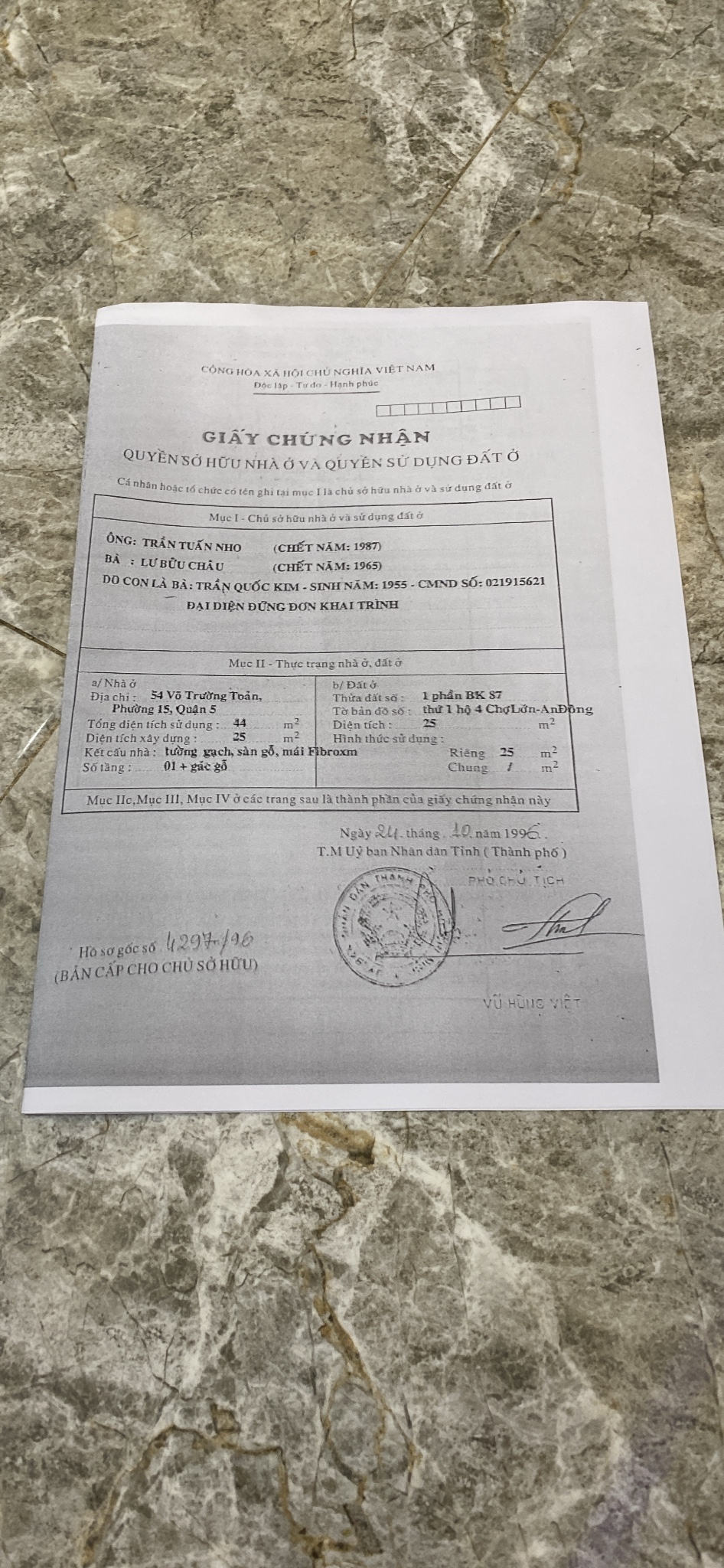 Bán nhà 54 mặt tiền Võ Trường Toản, Phường 12, Q5