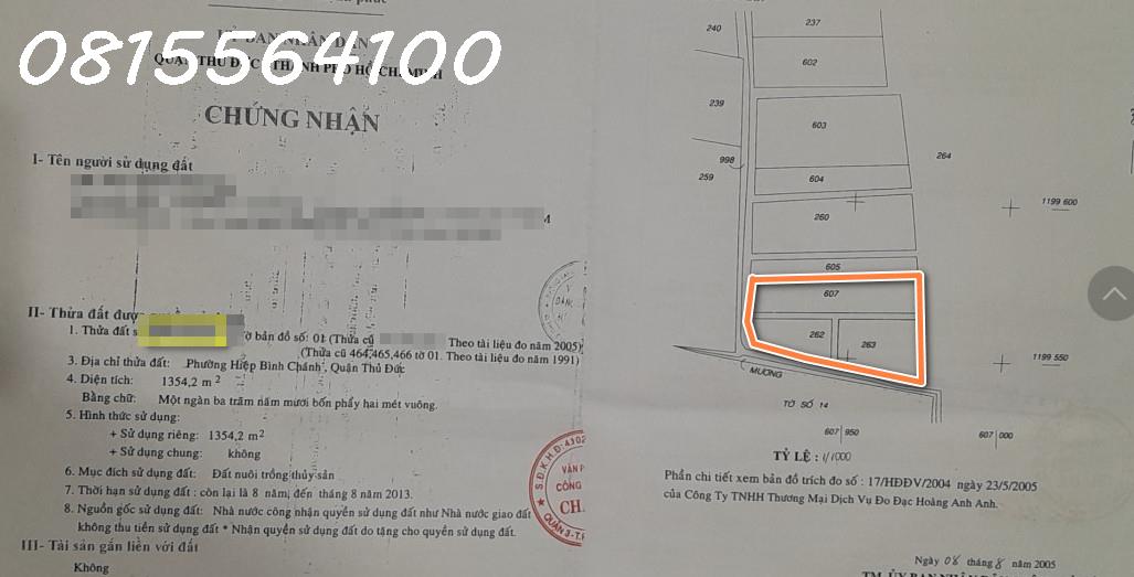 Bán 1350m2 đất nông nghiệp Hiệp Bình, HBC, Thủ Đức. Phù hợp chuyển lên thổ cư xây siêu biệt thự, dinh thự. Giá chỉ 33 tỷ