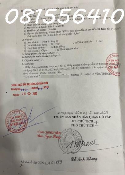 Không thể nào rẻ hơn, chỉ 60 triệu/m2 cho lô đất hơn 800m2 thổ cư mặt tiền Phạm văn Chiêu, Gò vấp.