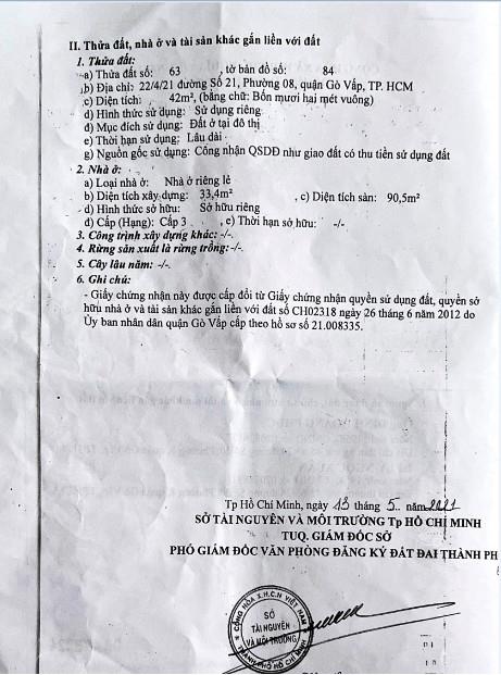 Nhà giá rẻ HXH đường số 21, P8, Gò vấp. DTCN42m2 trệt 2 lầu. Giá còn 4,4 tỷ