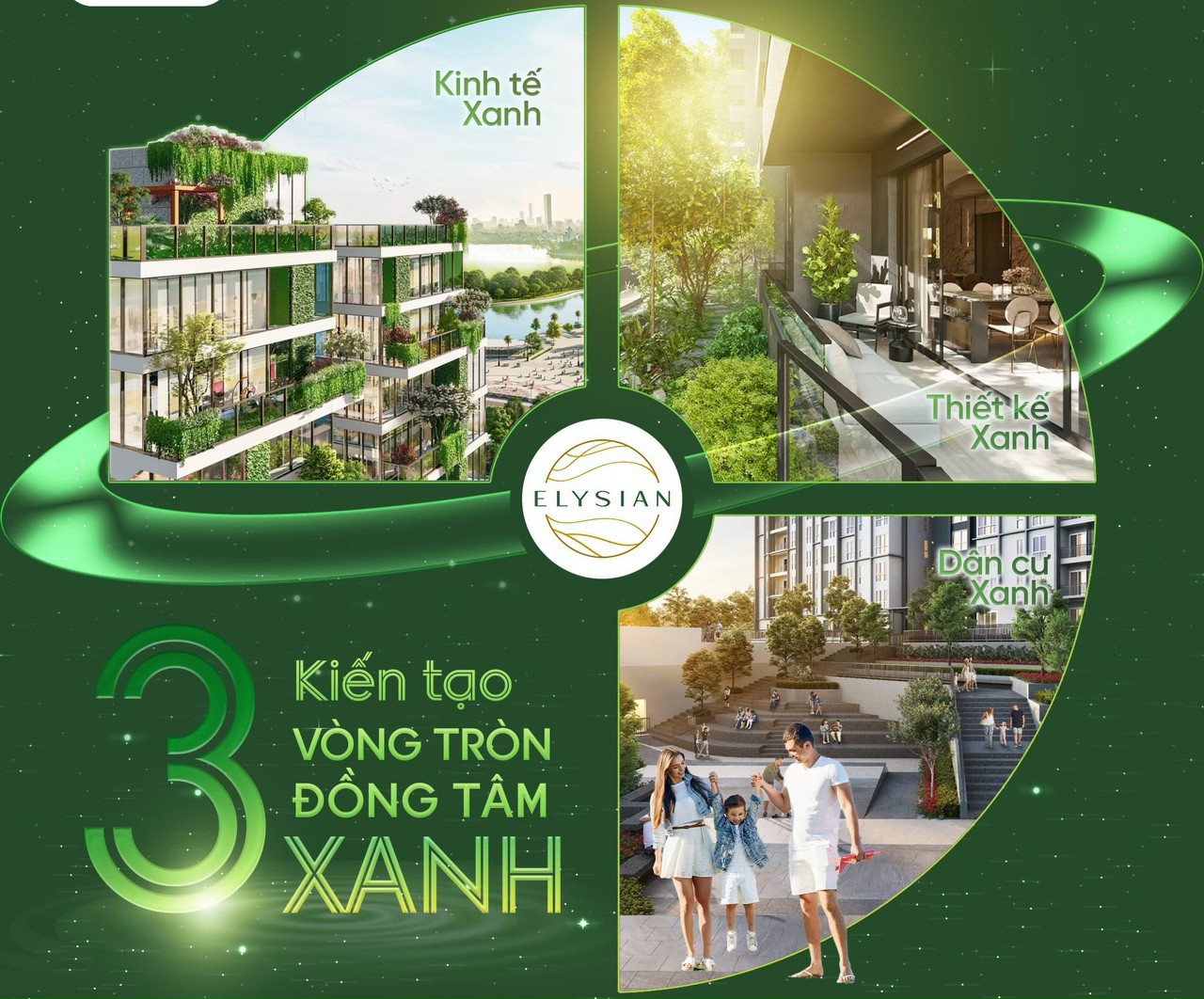 KIẾN TẠO 3 VÒNG TRÒN ĐỒNG TÂM “XANH’