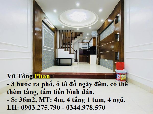 Sát mặt phố Vũ Tông Phan, có thể thêm tầng, 40m x 4T, MT: 4m, nhỉnh 3 tỷ