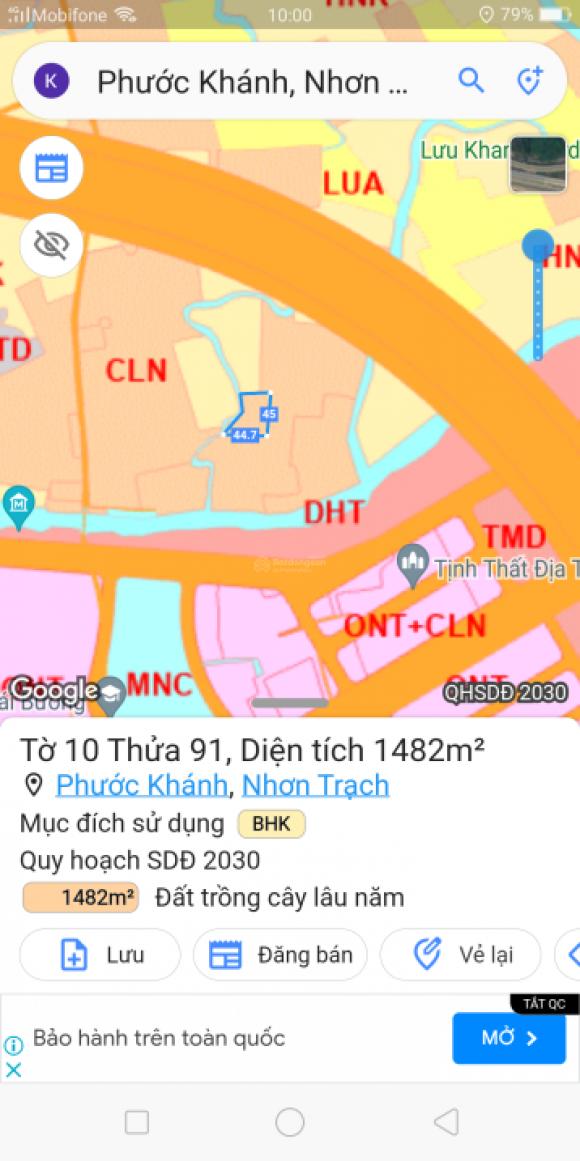 Đất sạch, sổ riêng đường Phạm Thái Bường, Xã Phước Khánh, Nhơn Trạch, Đồng Nai.