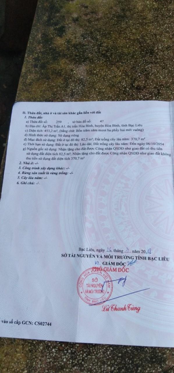 Chính Chủ Bán Nhanh Lô Đất Vị Trí Đắc Địa Tại Thị Trấn Hòa Bình - BẠC LIÊU