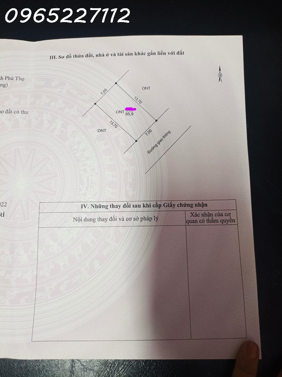 E chính chủ bán ô đất Trung Tâm TP Việt Trì.