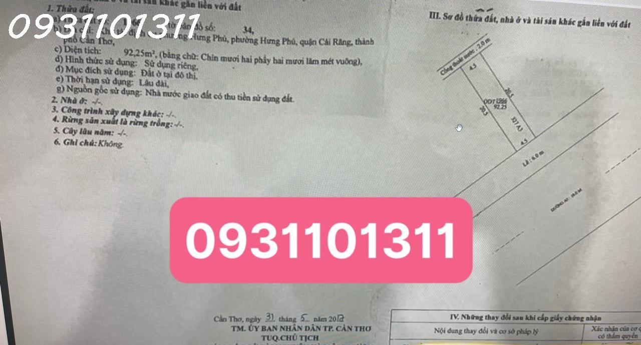 BÁN NHÀ TRỆT KDC HƯNG PHÚ 1 MẶT TIỀN TRẦN VĂN TRÀ ĐOẠN QUA CẦU 26/3