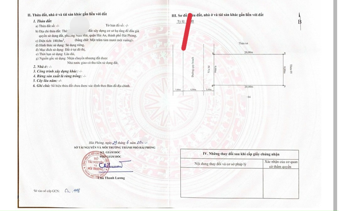 BĐ Bán lô đất biệt thự 180 M Nam Hải Hải An