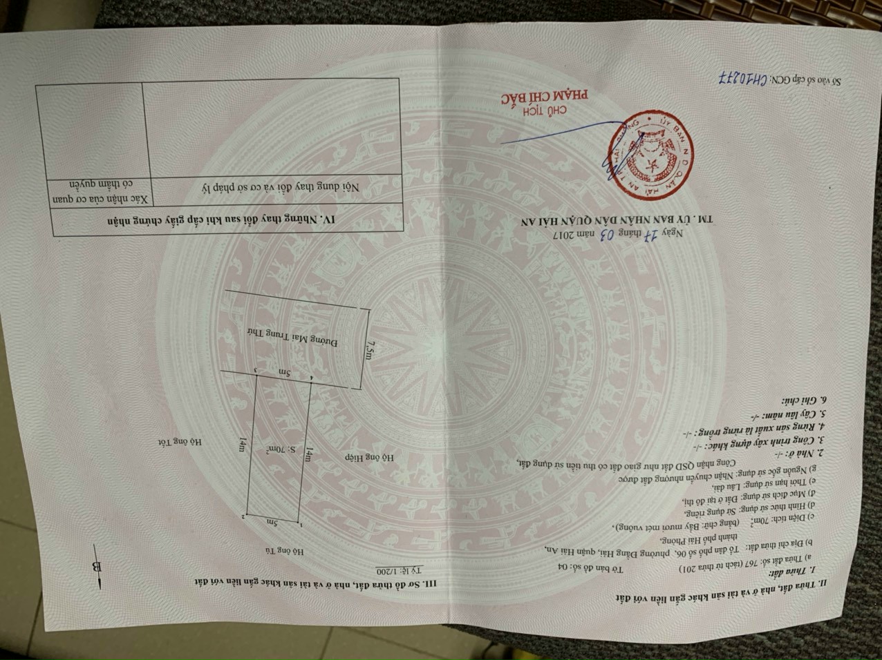 BĐ Bán lô đất 70m mặt đường Mai Trung thứ Lũng Đông hải An