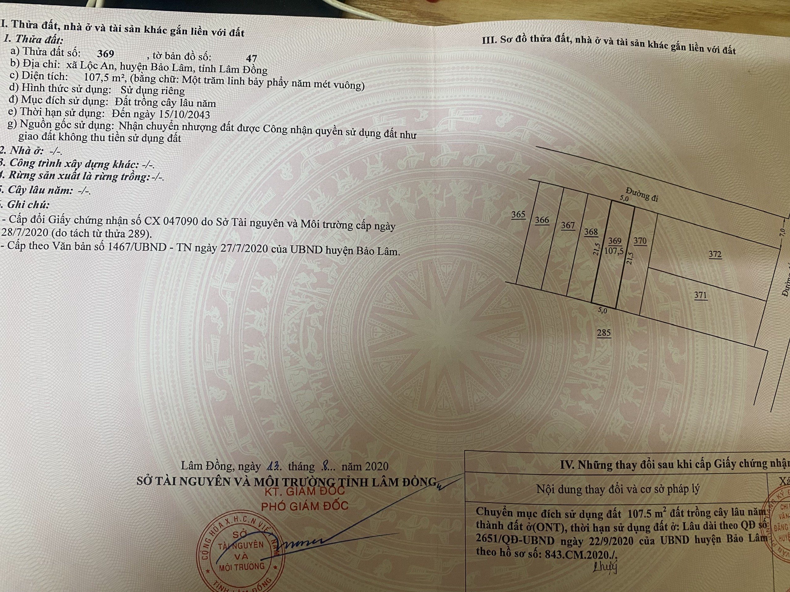 Cần Bán Lô Đất nền xã Lộc An-Bảo Lâm, Lâm Đồng