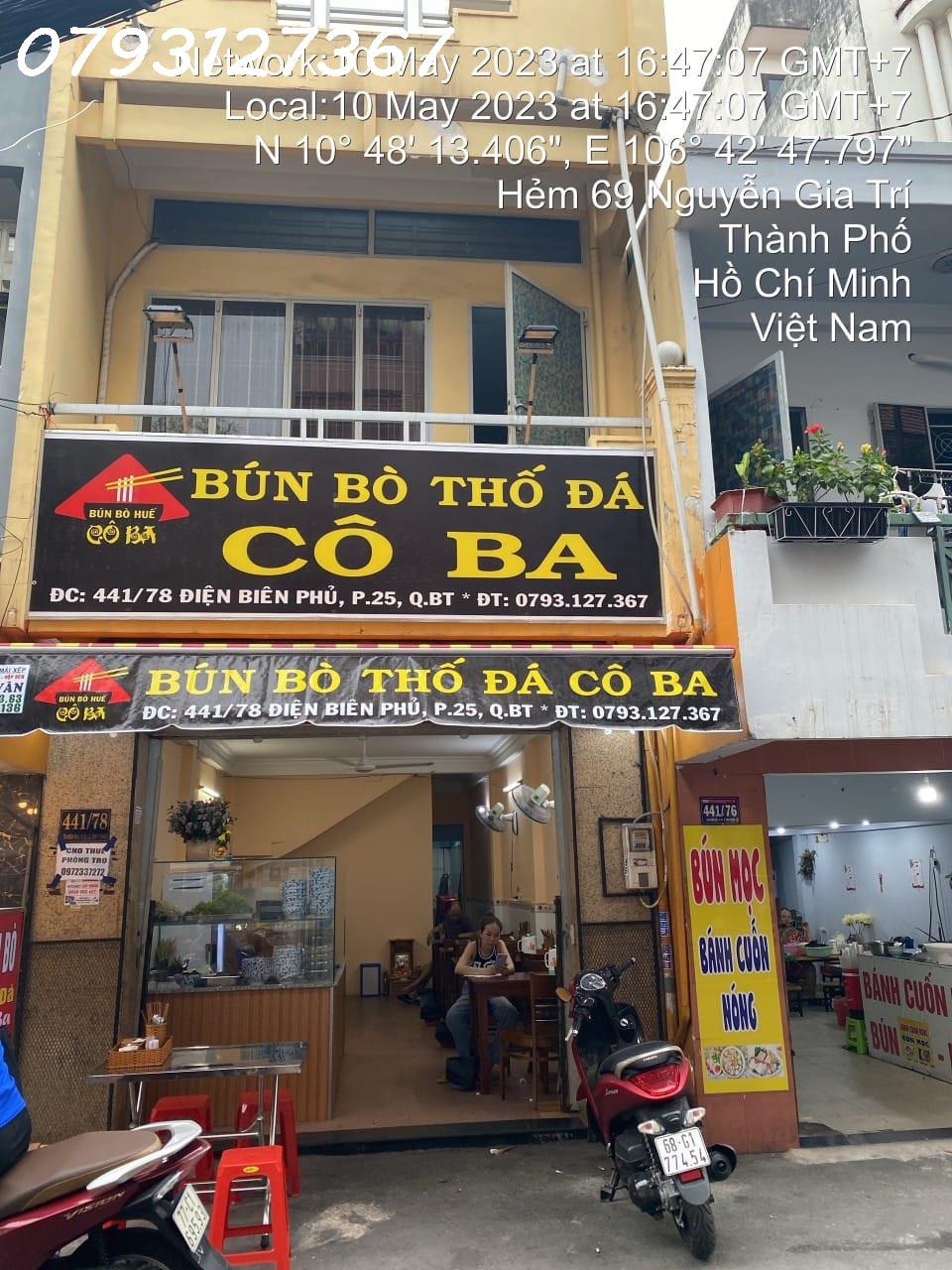 Cần Sang Gấp Mặt Bằng Quận Bình Thạnh Đang kinh doanh Bán Bún Bò Thố Đá Cô Ba.