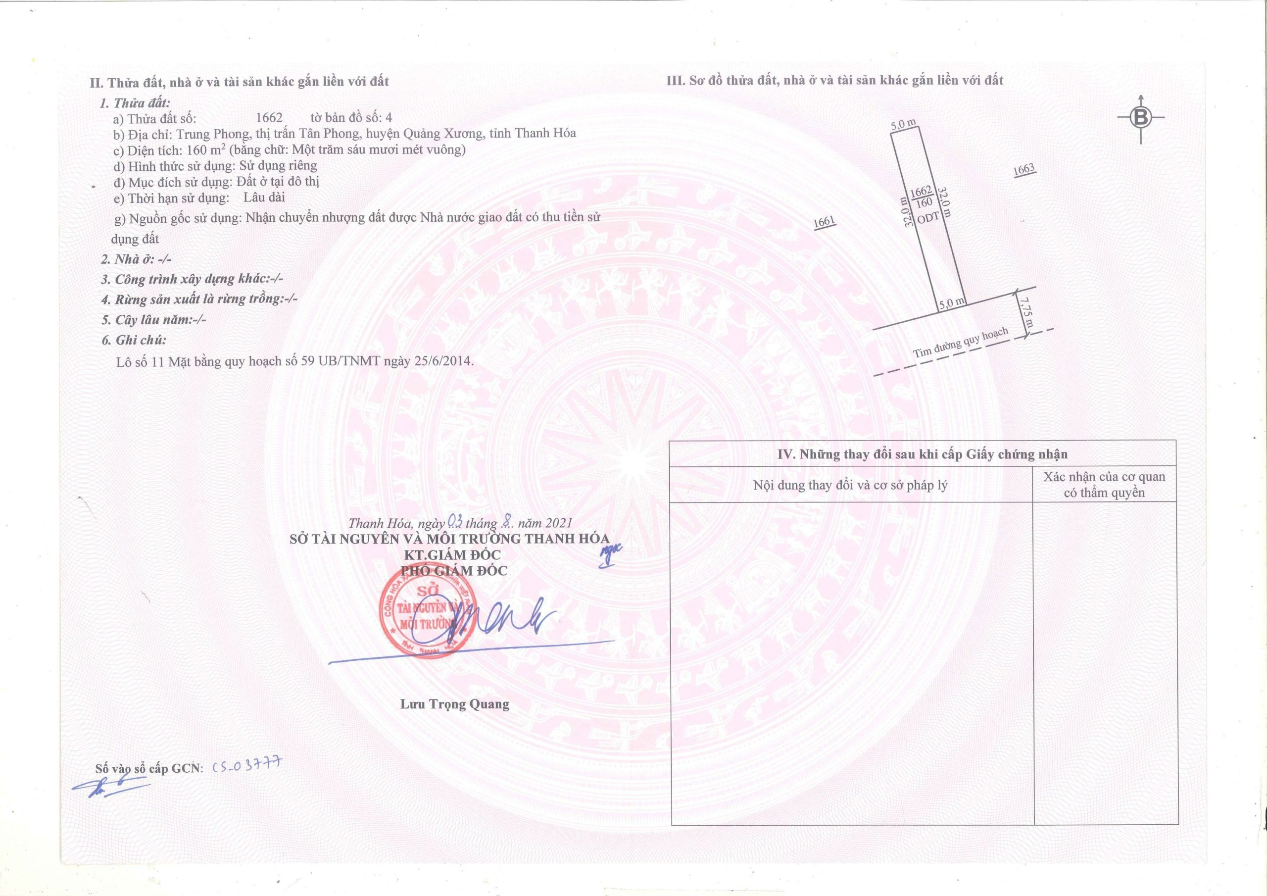 BÁN ĐÂT 7 TRIỆU/M2, QL 1A, TT QUẢNG XƯƠNG